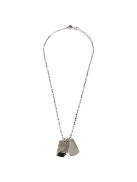 DIESEL Retiazka Dog Tag' strieborná