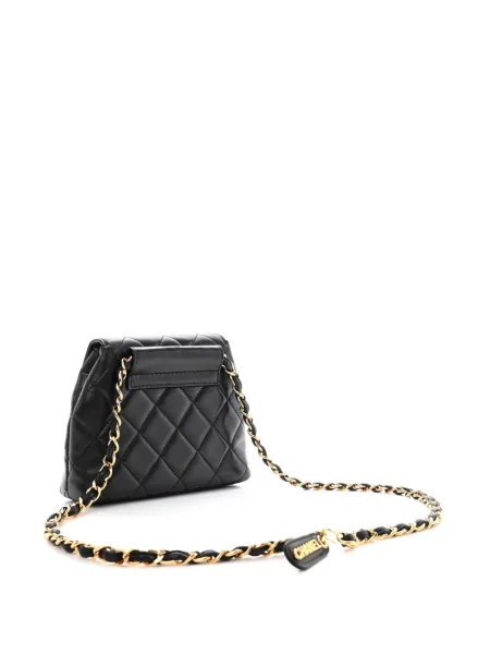 Kožený prošívaný diamant pásek Chanel Pre-owned černý