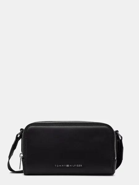 Tommy Hilfiger torbica usnjena črna