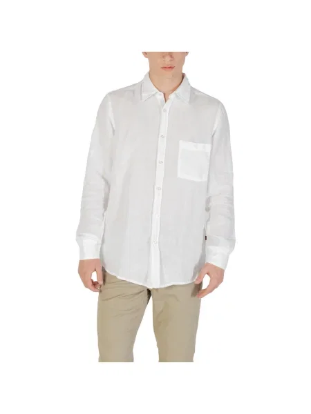 Hosszú ujjú hosszú ing Boss fehér