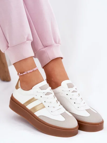 Кожени кецове Evento на платформе бяло