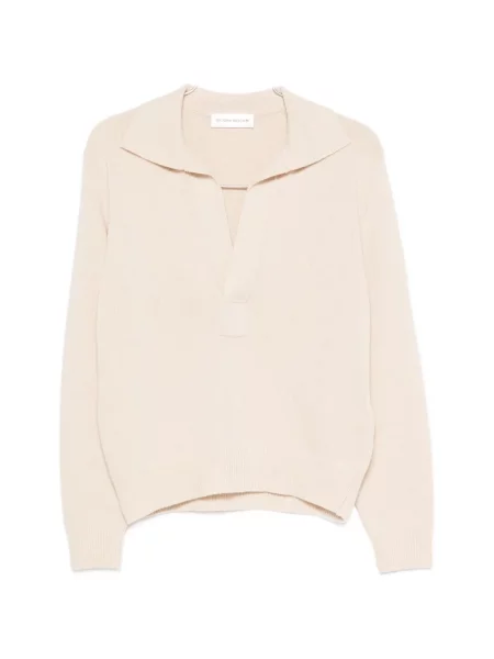 Gulerat tricou polo Victoria Beckham de lână cu decolteu în V
