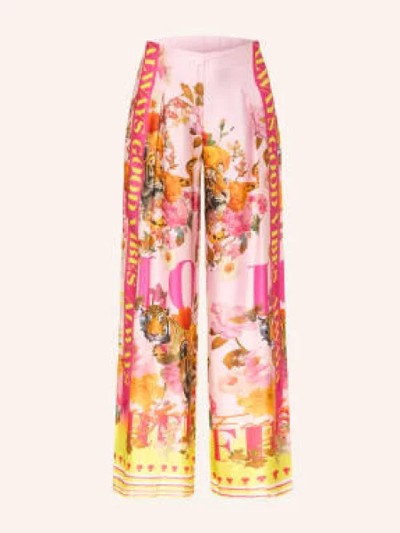 Miss Goodlife Saténové Kalhoty Marlen světle růžová / růžová žlutá