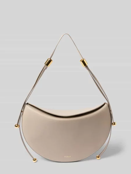 Torba na ramię z nadrukiem logo model Moonstone' Furla beżowa