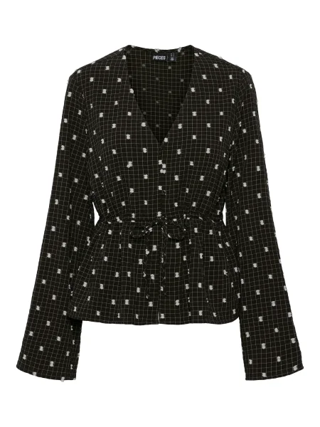 PIECES Bluză PCNOVALEE negru alb