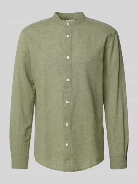 Koszula lniana o kroju slim fit ze stójką model ‘CAIDEN’ Only & Sons
