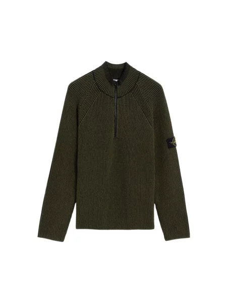 Dzianinowy sweter z golfem Stone Island z kamieniami zielony