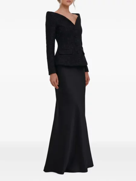 Rochie maxi Self-portrait din satin negru