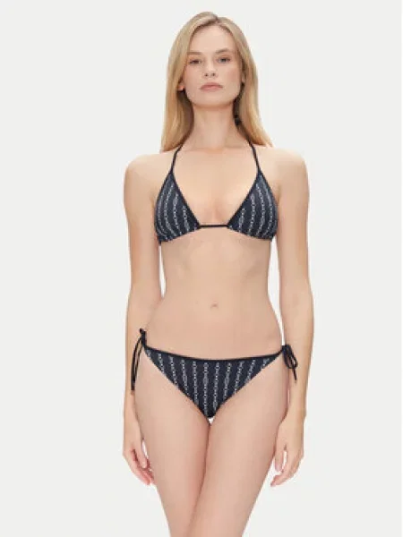Spodní díl plavek Tommy Hilfiger Cheeky String Side Tie Print flag chain dark night navy tmavě modré