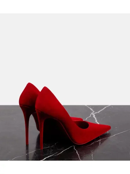 Pantofi cu toc Christian Louboutin din piele de căprioară roșu