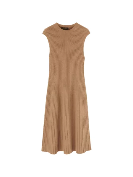 Rochie midi Loro Piana în linie A de costum cu nervuri maro