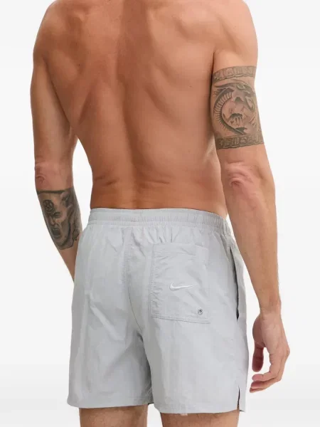 Slip de baie Nike cu gât halter cu imagine cu imprimeu geometric negru