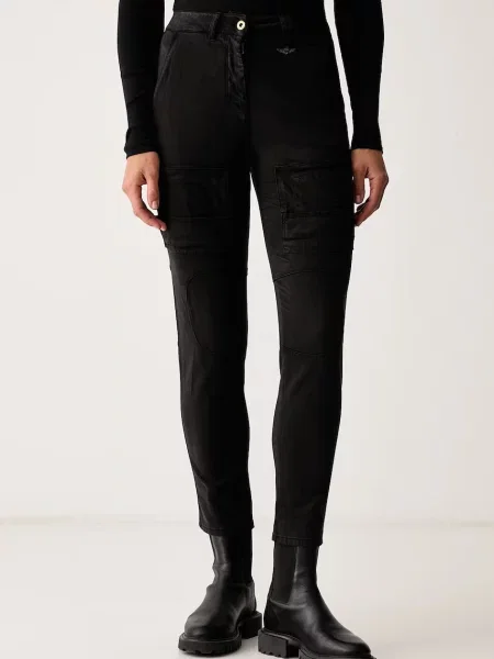 Aeronautica Militare pantaloni cargo cu lyocell negru