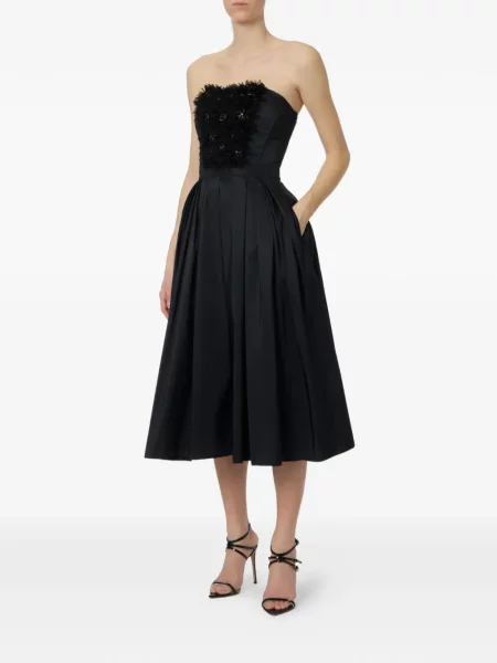 Rochie midi Elisabetta Franchi cu broderie cu model floral negru