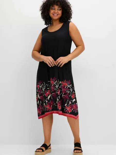 SHEEGO Rochie verde / lila / roz închis negru