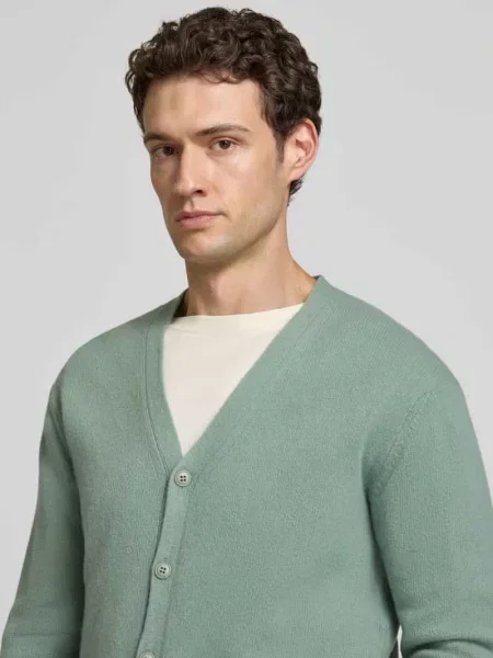 Kardigan z mieszanki wełny z dekoltem w serek model KARL' Casual Friday