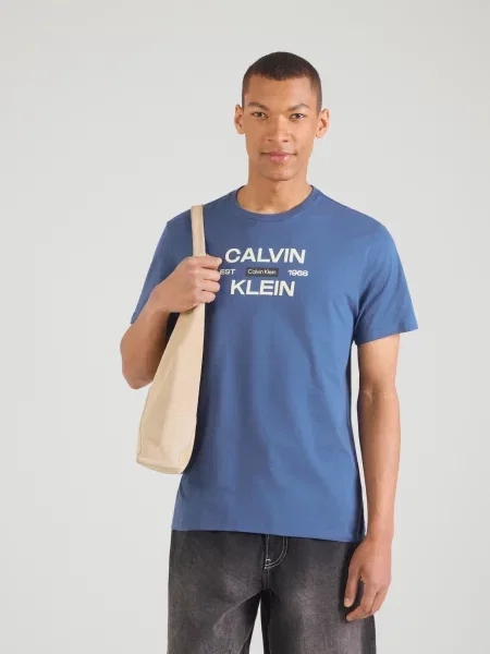 Calvin Klein Jeans Tričko kráľovská modrá / čierna biela