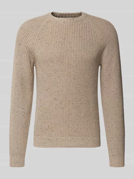 Sweter z dzianiny o kroju regular fit z mieszanki bawełny z dodatkiem wełny model ‘LITUS’ Only & Sons beżowy