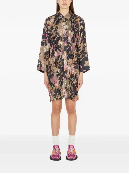 Rochie mini Perks And Mini cu model floral cu volane maro