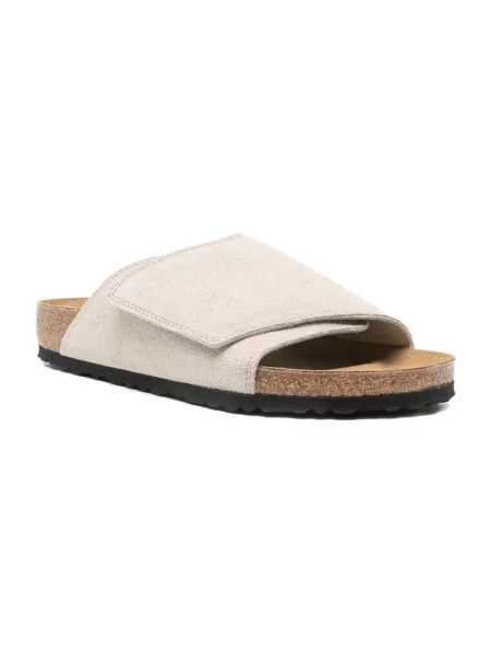 Klapki Birkenstock skórzane beżowe