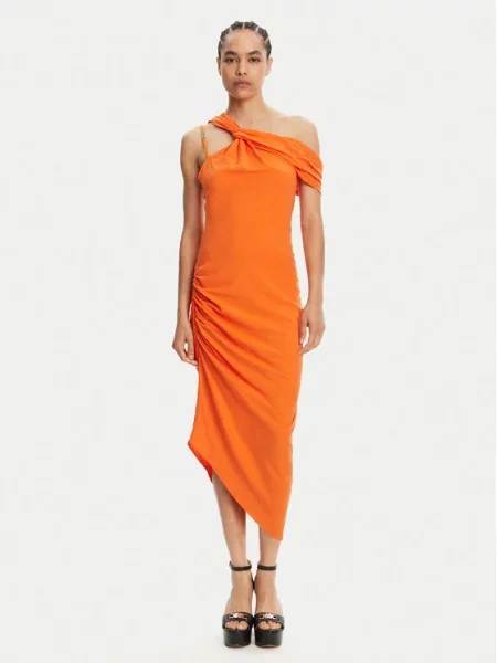 Cocktail obleka Versace Jeans Couture oranžna