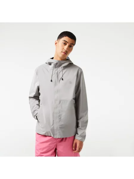 Lacoste Wodoodporna Krótka Kurtka Sportowa Lacoste szara