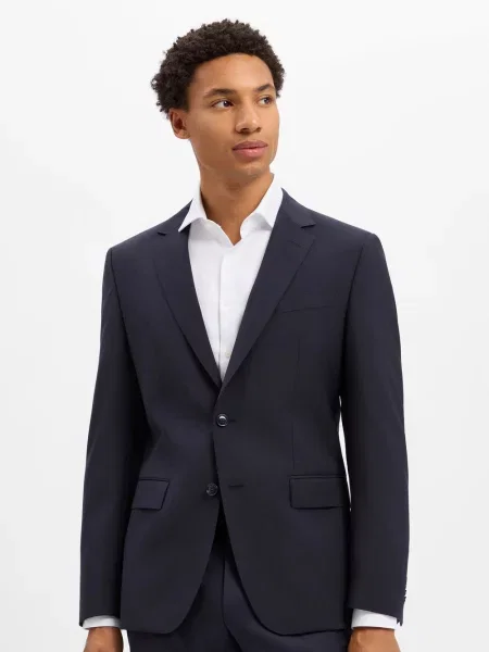 BOSS marynarka z czystej wełny z systemu modułowego Mężczyźni Slim Fit wełna ze strzyży 25 niebieski