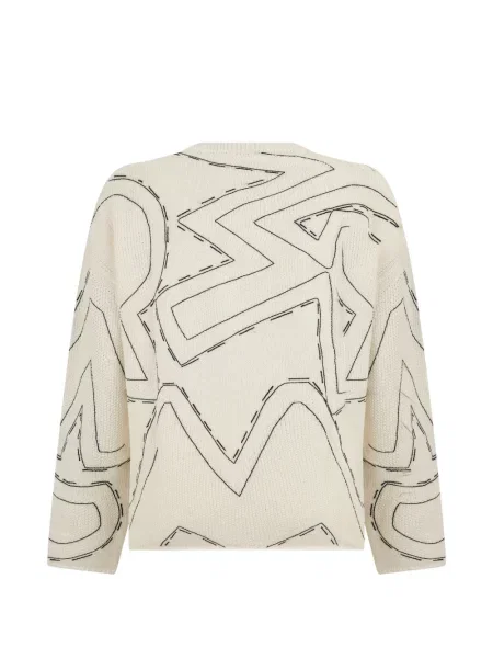 Pulover Moorer cu decolteu în V cu imprimeu geometric