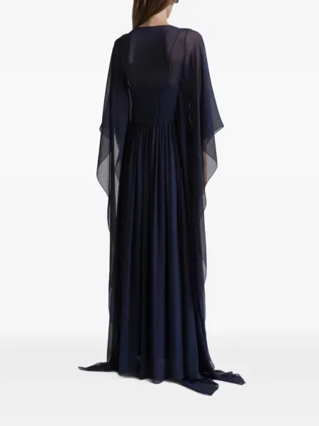 Rochie maxi Alberta Ferretti cu decolteu în V de costum albastru