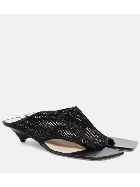 Papuci tip mules Christen din piele negru