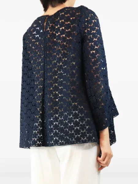 Lung bluză Scanlan Theodore cu model floral din dantelă albastru