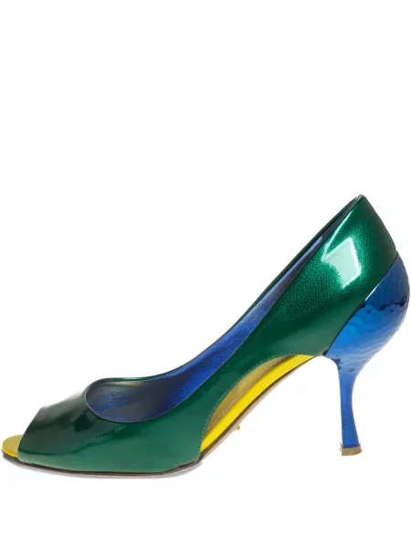 Pantofi cu toc Sergio Rossi din piele verde