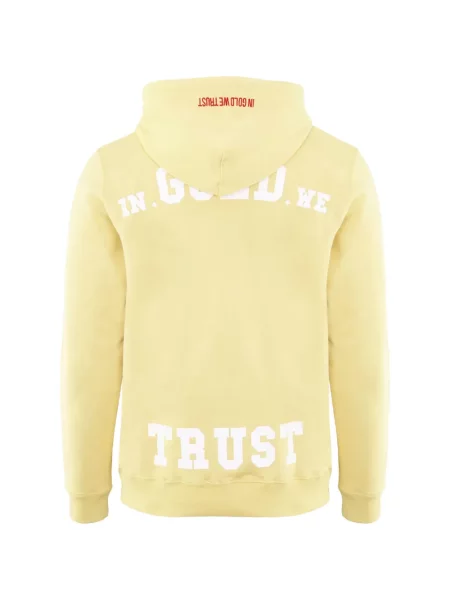 Суичър с качулка In Gold We Trust с принт жълто