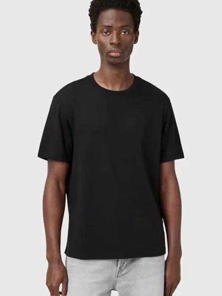 Тениска AllSaints SLATER с изчистен дизайн черно