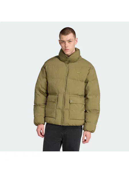 Péřová bunda z umělého peří adidas Originals khaki