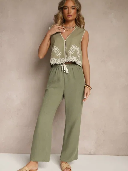 Pantaloni Mirarena închis verde