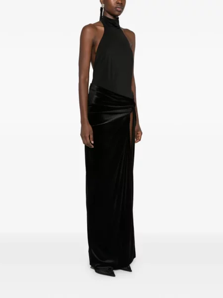Rochie maxi The Andamane cu gât halter negru