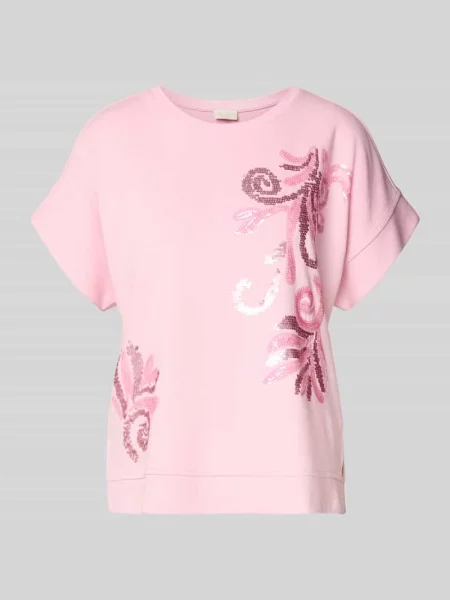 T-shirt z mieszanka z cekinami Milano Italy różowa