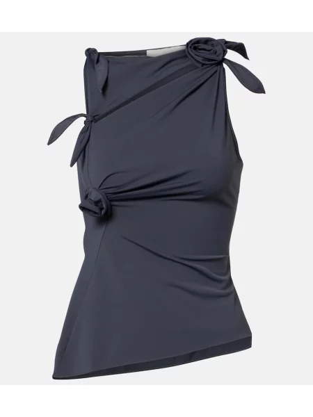 Top Coperni cu model floral din jerseu gri