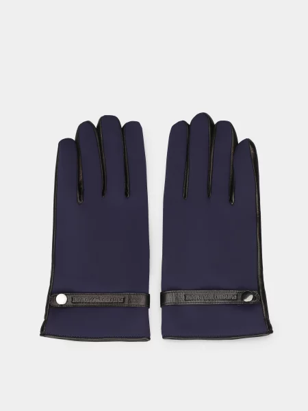 Кожаные перчатки Emporio Armani синие