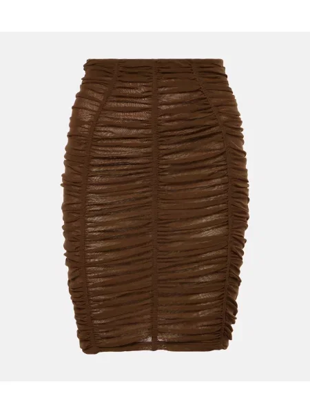 Fustă The Attico cu talie înaltă din jerseu maro