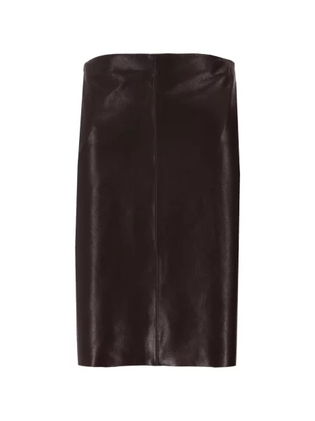 Fustă din piele La Rose până la genunchi roz