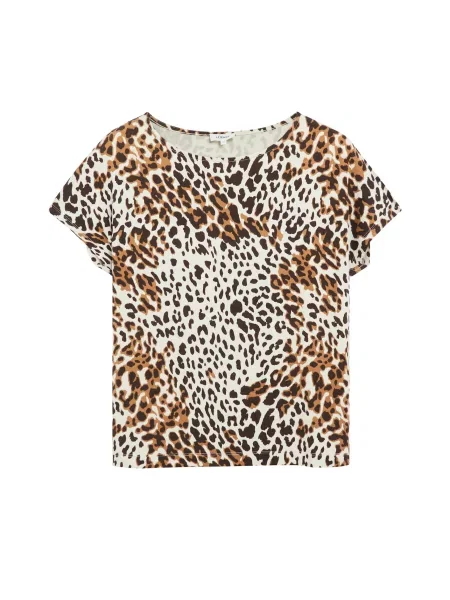 S.Oliver Tricou crem / maro pueblo negru