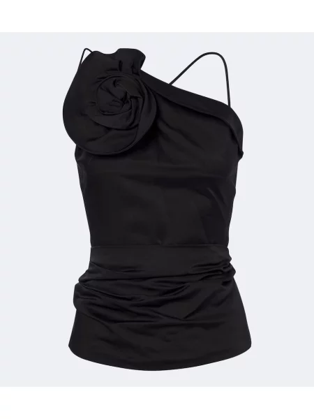 Top Magda Butrym de mătase cu model floral cu aplicații negru