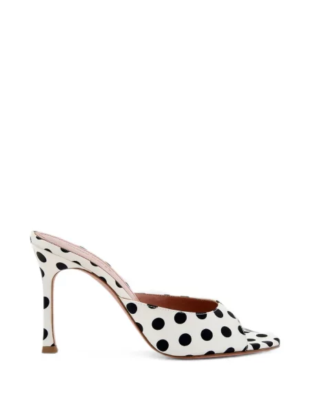 Pantofi cu toc Amina Muaddi cu buline alb