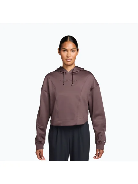 Дамски суитшърт за тренировка Nike Pro Therma-Fit Hoodie кафяво