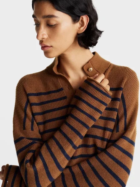 Шерстяной свитер Tommy Hilfiger в полоску коричневый