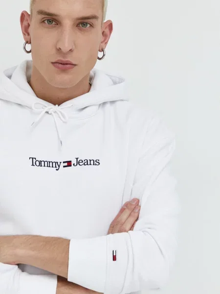 Hanorac cu glugă Tommy Jeans alb