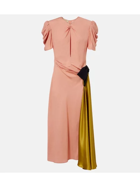 Rochie midi Valentino cu funde drapată roz