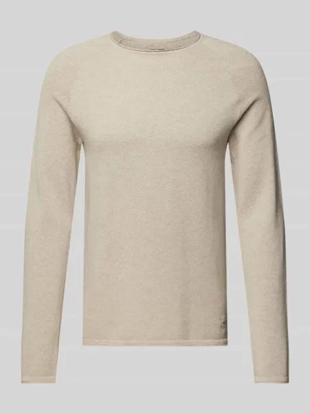 Sweter z dzianiny z naszywką z logo model ‘HILL’ Jack & Jones biały